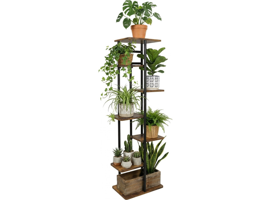 Stojan na květiny BASTIAN RUSTIC - grafitový/stařený dub