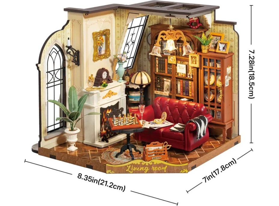 RoboTime 3D dřevěná skládačka Miniatura domečku Kateřinin obývací pokoj