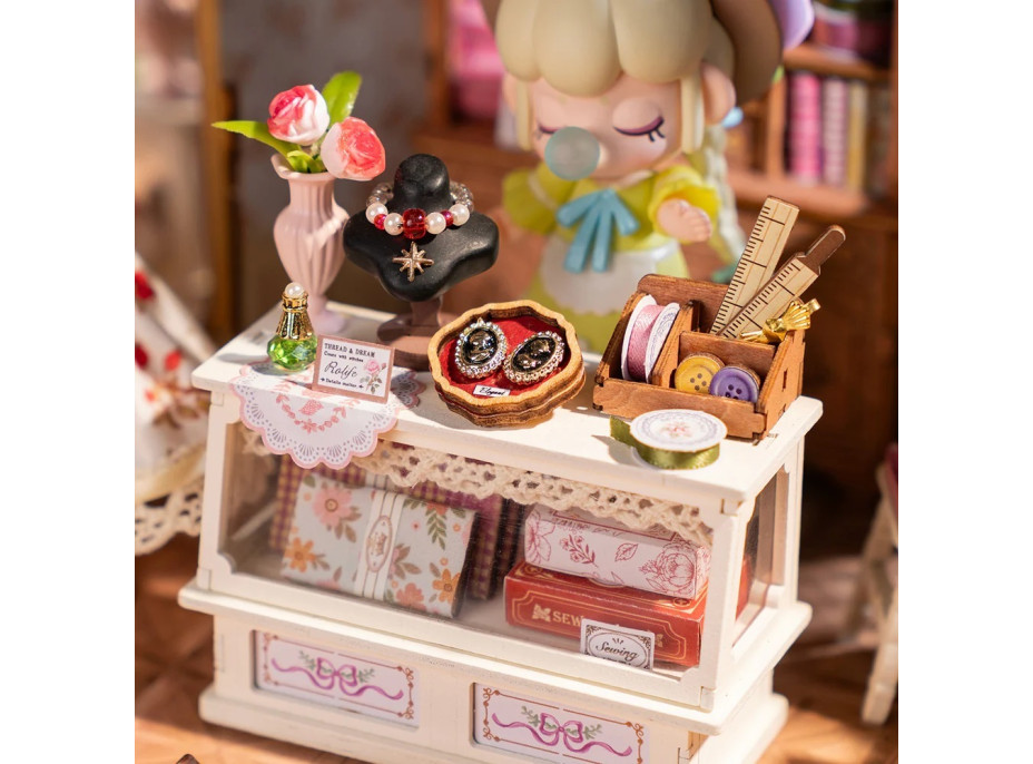 RoboTime 3D dřevěná skládačka Miniatura domečku Elsino krejčovství