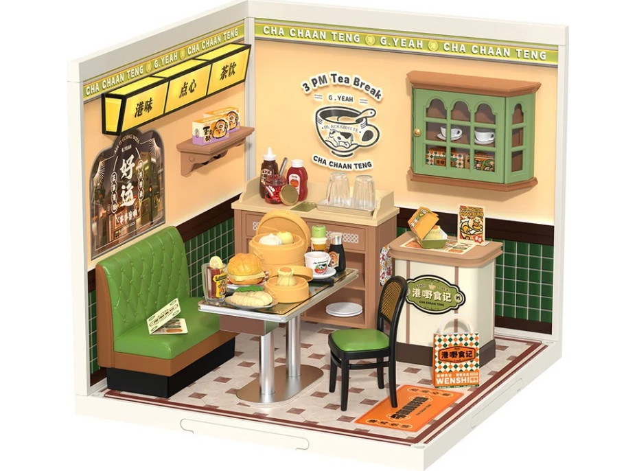 RoboTime 3D dřevěná skládačka Miniatura domečku Hongkongská kavárna