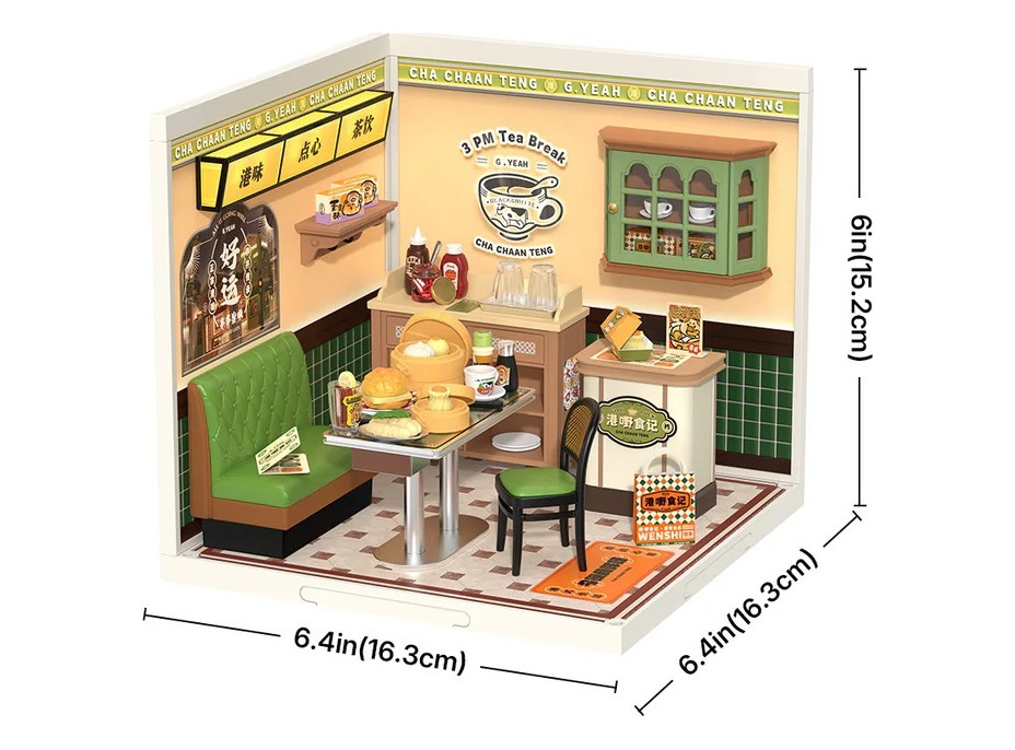 RoboTime 3D dřevěná skládačka Miniatura domečku Hongkongská kavárna