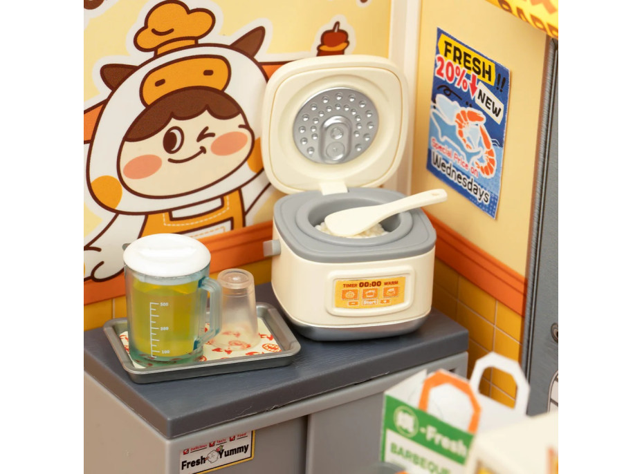 RoboTime 3D dřevěná skládačka Miniatura domečku Rychlé občerstvení