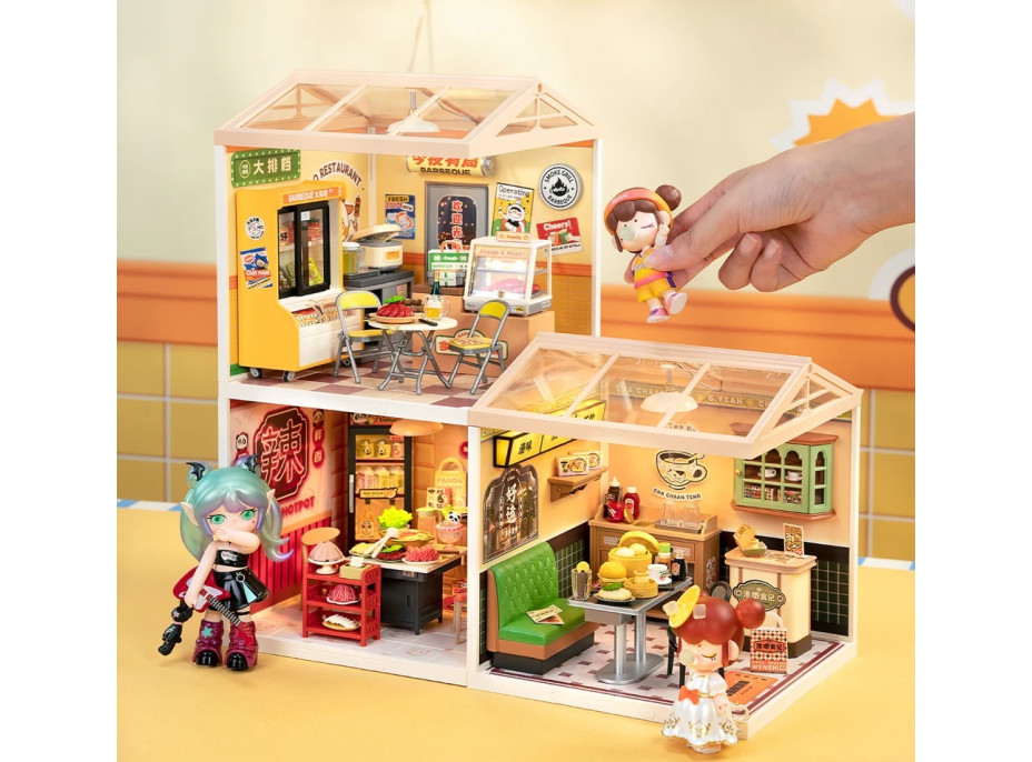 RoboTime 3D dřevěná skládačka Miniatura domečku Rychlé občerstvení