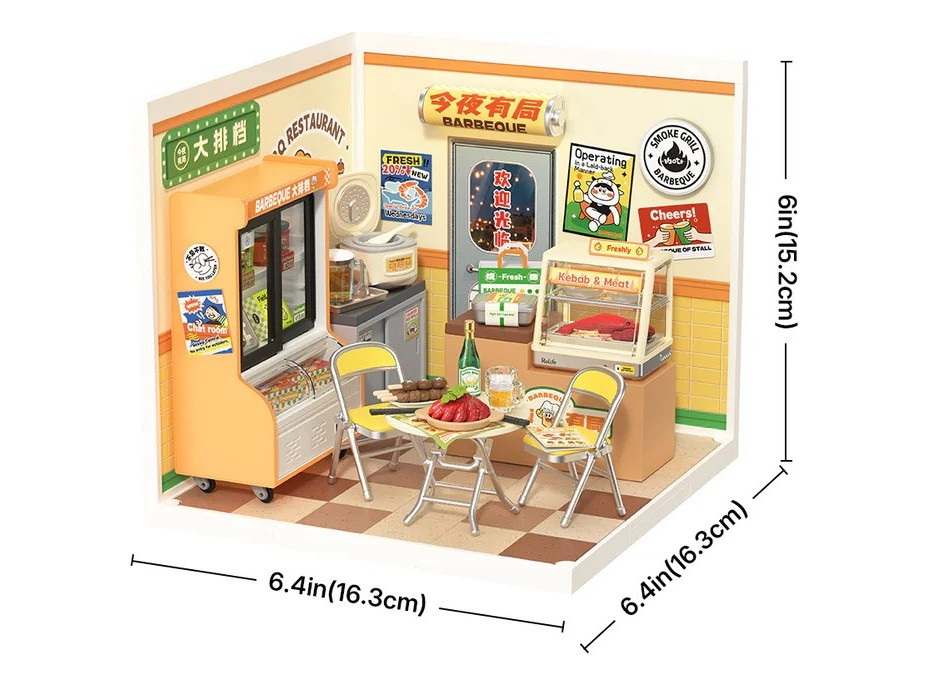 RoboTime 3D dřevěná skládačka Miniatura domečku Rychlé občerstvení