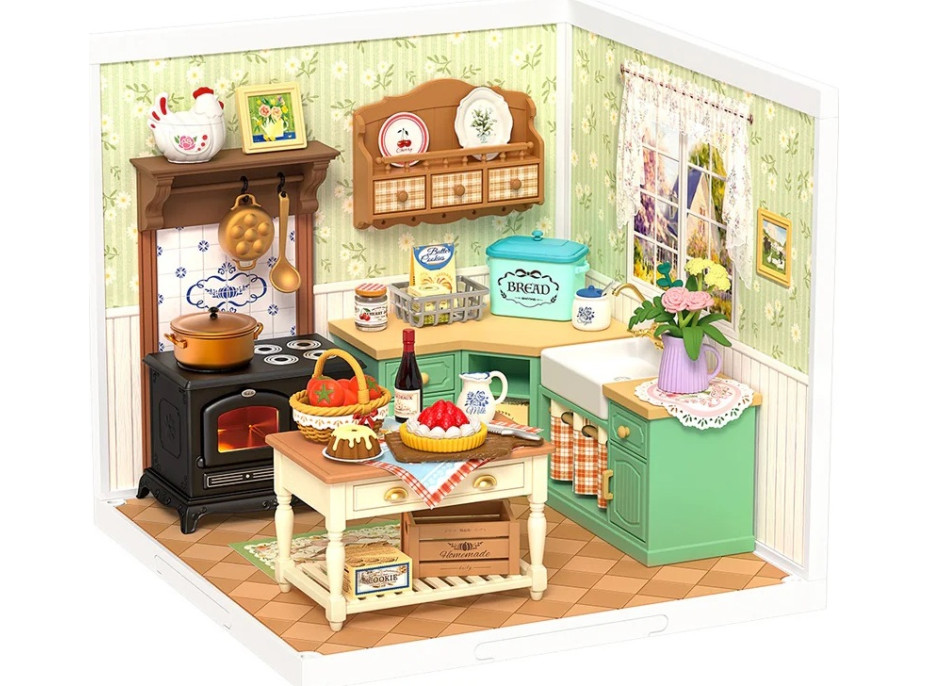 RoboTime 3D dřevěná skládačka Miniatura domečku Farmářská kuchyně