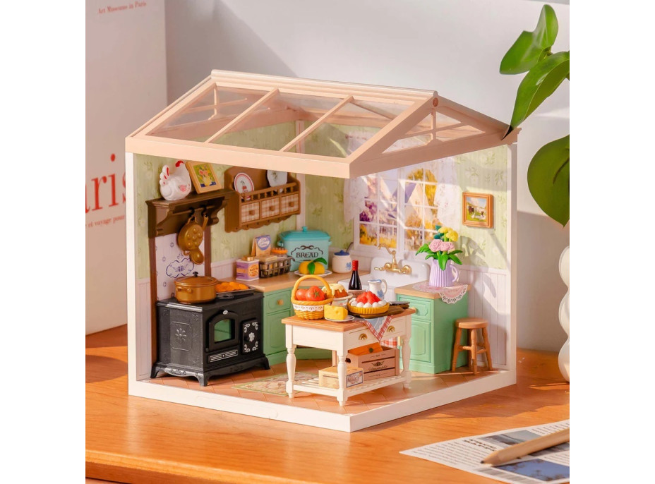 RoboTime 3D dřevěná skládačka Miniatura domečku Farmářská kuchyně