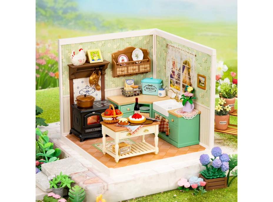 RoboTime 3D dřevěná skládačka Miniatura domečku Farmářská kuchyně