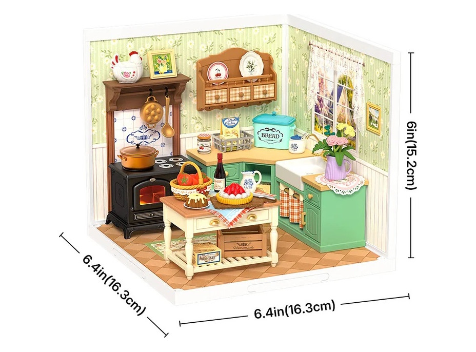 RoboTime 3D dřevěná skládačka Miniatura domečku Farmářská kuchyně