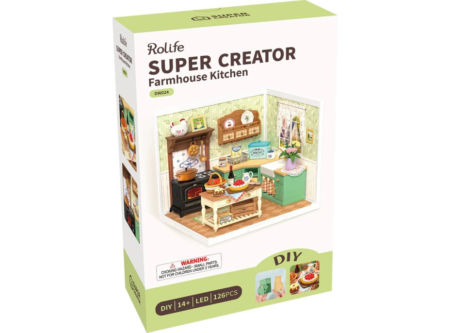 RoboTime 3D dřevěná skládačka Miniatura domečku Farmářská kuchyně