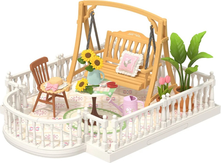 RoboTime 3D dřevěná skládačka Rozšíření pro miniatury domečků Terasa s houpačkou