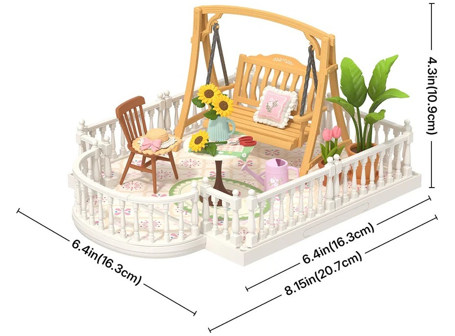 RoboTime 3D dřevěná skládačka Rozšíření pro miniatury domečků Terasa s houpačkou