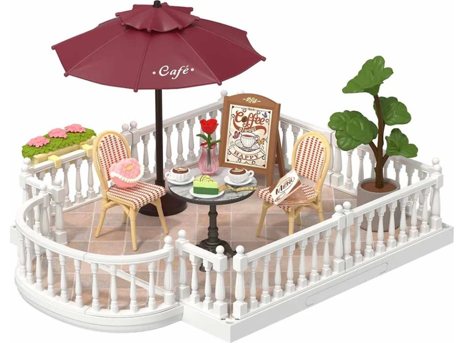 RoboTime 3D dřevěná skládačka Rozšíření pro miniatury domečků Terasa se slunečníkem