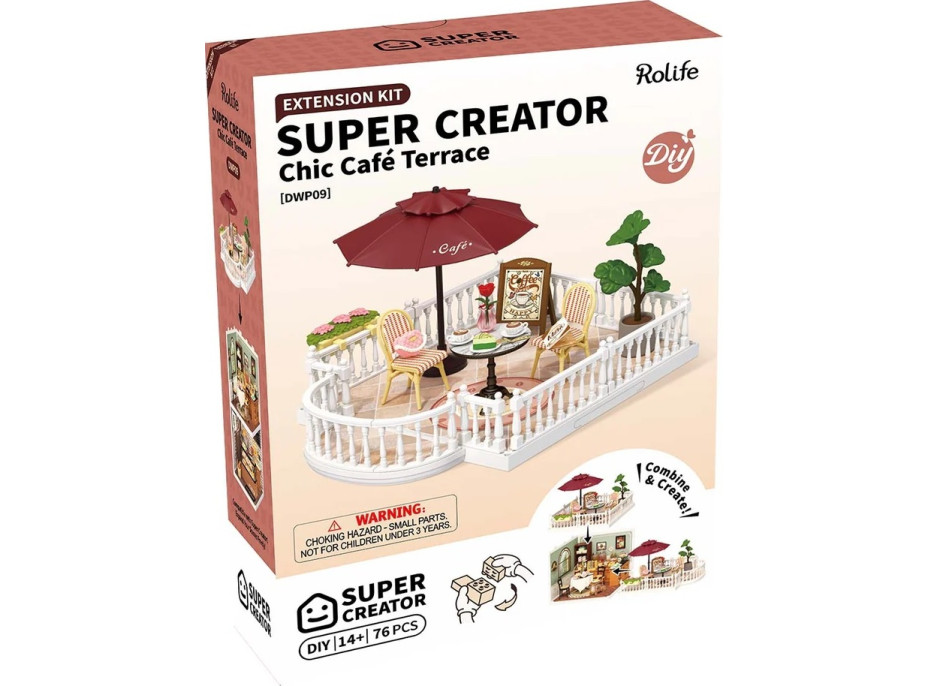 RoboTime 3D dřevěná skládačka Rozšíření pro miniatury domečků Terasa se slunečníkem