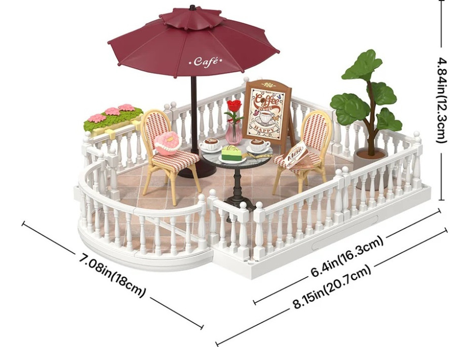 RoboTime 3D dřevěná skládačka Rozšíření pro miniatury domečků Terasa se slunečníkem