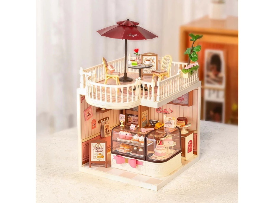 RoboTime 3D dřevěná skládačka Rozšíření pro miniatury domečků Terasa se slunečníkem