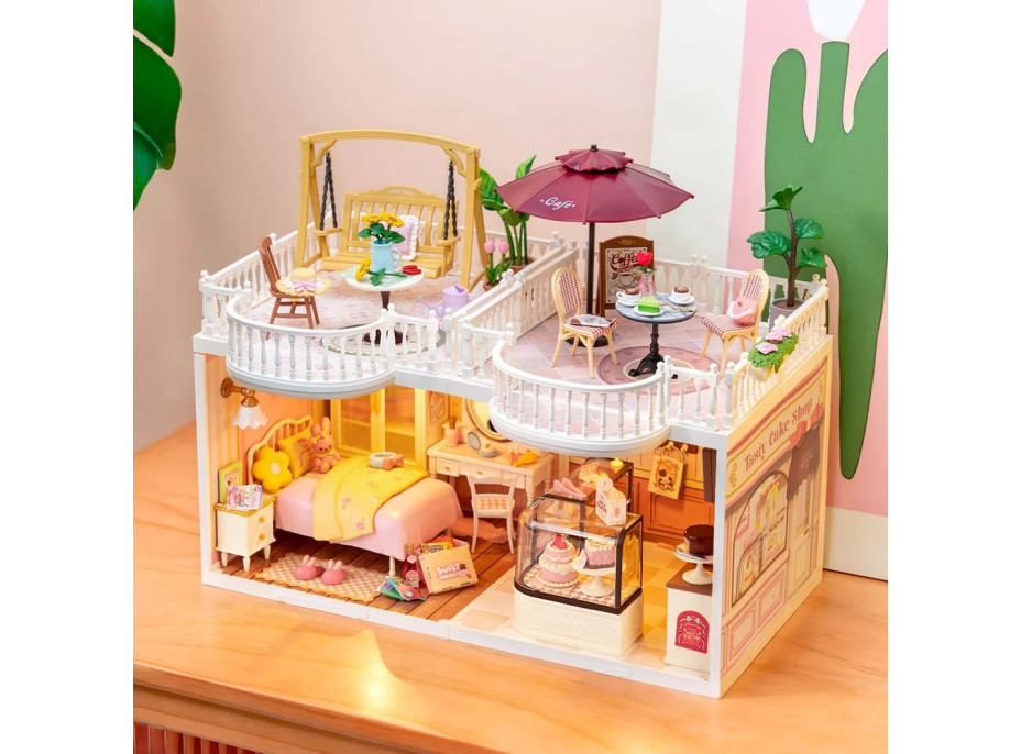 RoboTime 3D dřevěná skládačka Rozšíření pro miniatury domečků Terasa se slunečníkem