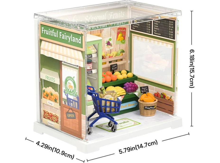 RoboTime 3D dřevěná skládačka Miniatura domečku mini Prodejna ovoce a zeleniny