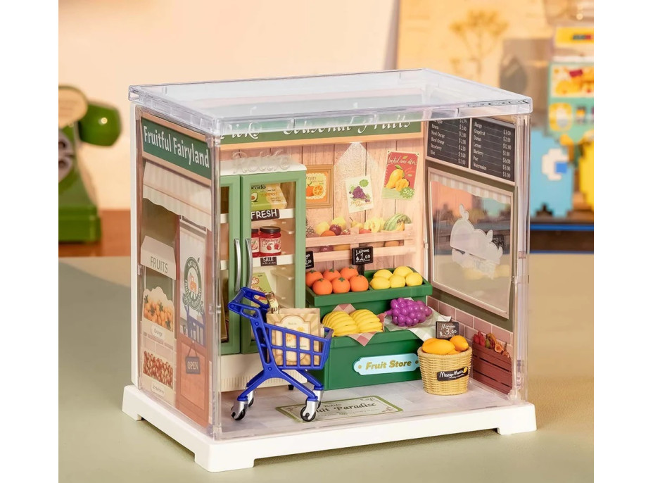 RoboTime 3D dřevěná skládačka Miniatura domečku mini Prodejna ovoce a zeleniny