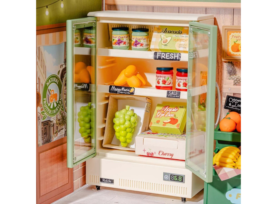 RoboTime 3D dřevěná skládačka Miniatura domečku mini Prodejna ovoce a zeleniny