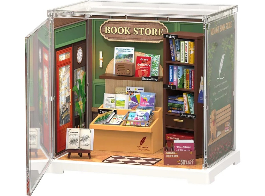 RoboTime 3D dřevěná skládačka Miniatura domečku mini Knihkupectví