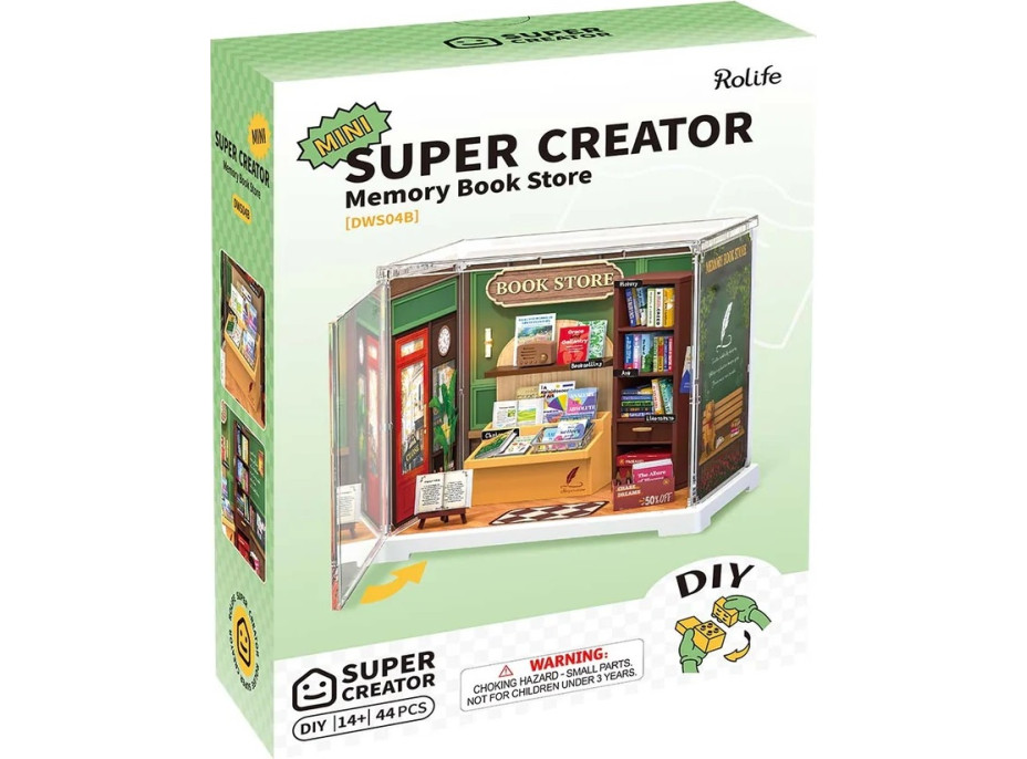 RoboTime 3D dřevěná skládačka Miniatura domečku mini Knihkupectví