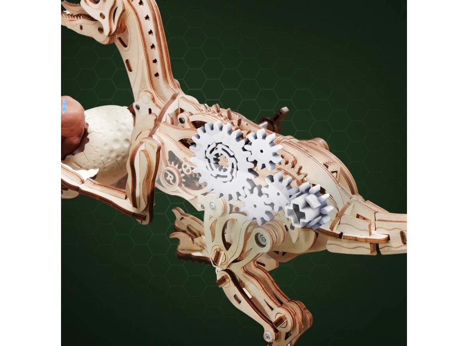 RoboTime 3D dřevěná mechanická skládačka Velociraptor