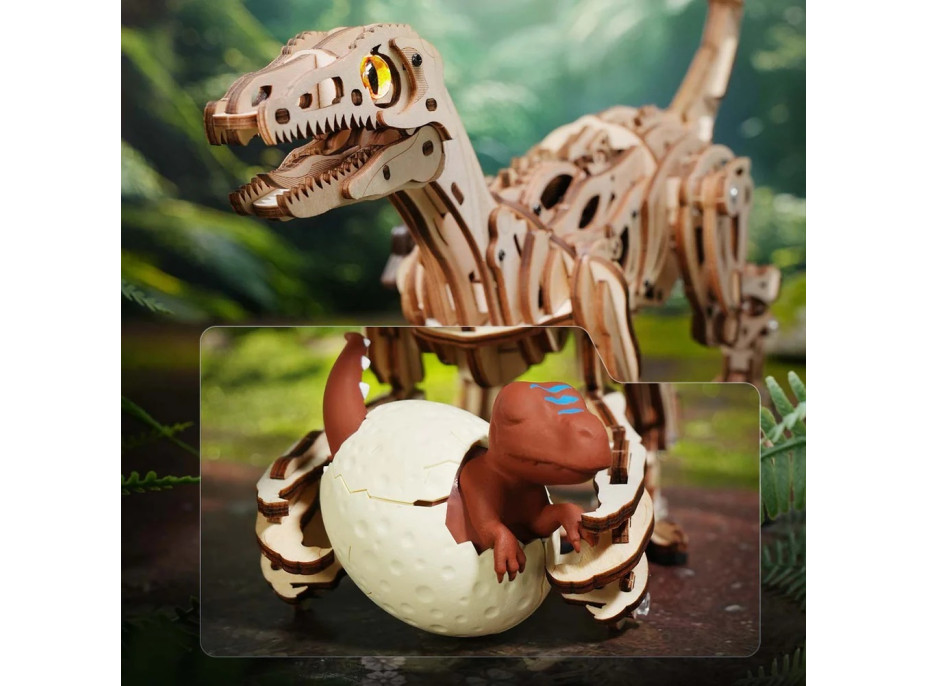 RoboTime 3D dřevěná mechanická skládačka Velociraptor