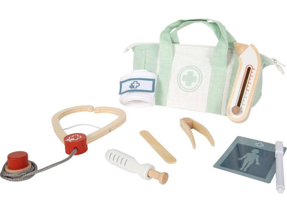 small foot Doktorský set se zeleno-bílou lékařskou taškou