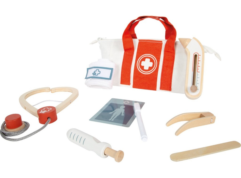 small foot Doktorský set s červeno-bílou lékařskou taškou