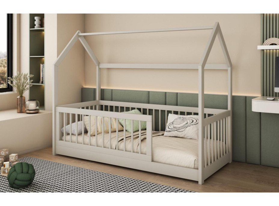 Dětská domečková postel z masivu borovice GRÉTA - 180x80 cm - kašmírová