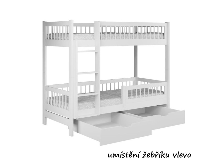 Dětská patrová postel se šuplíky z masivu borovice COEN - 180x80 cm - olivově zelená