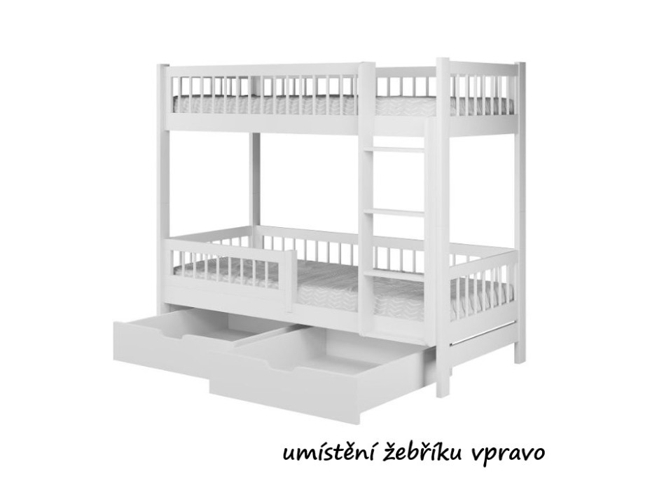 Dětská patrová postel se šuplíky z masivu borovice COEN - 180x80 cm - olivově zelená