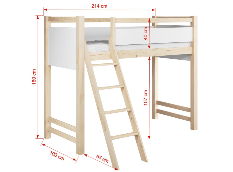 Dětská vyvýšená postel z masivu borovice VESPER - 200x90 cm - wenge/dub artisan