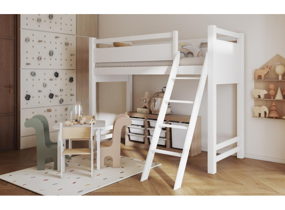 Dětská vyvýšená postel z masivu borovice VESPER - 200x90 cm - bílá