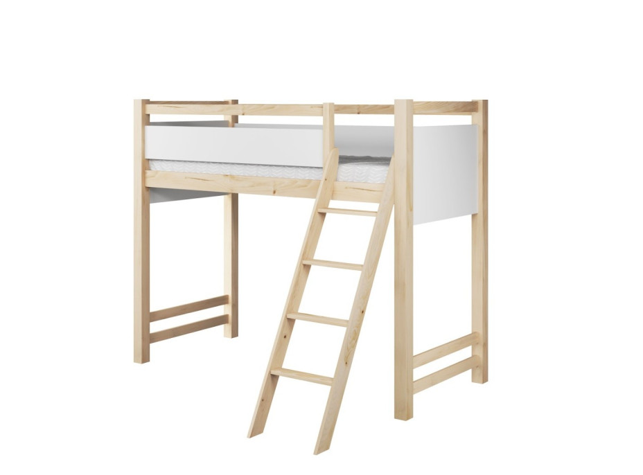 Dětská vyvýšená postel z masivu borovice VESPER - 180x80 cm - bílá