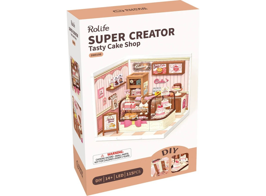 RoboTime 3D dřevěná skládačka Miniatura domečku Cukrárna Tasty