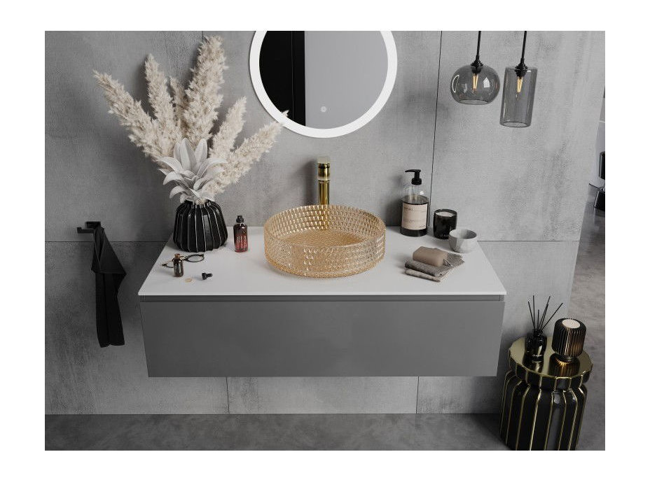 Skleněné umyvadlo MEXEN AURA - křišťálový vzor - rose gold, 24013968