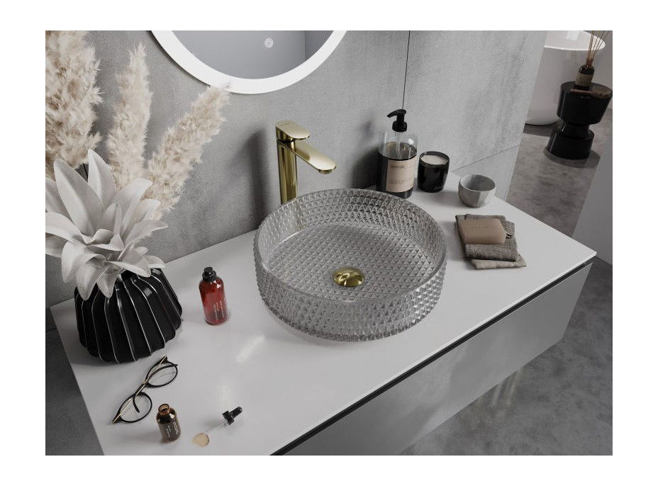 Skleněné umyvadlo MEXEN AURA - křišťálový vzor - šedé, 24013966