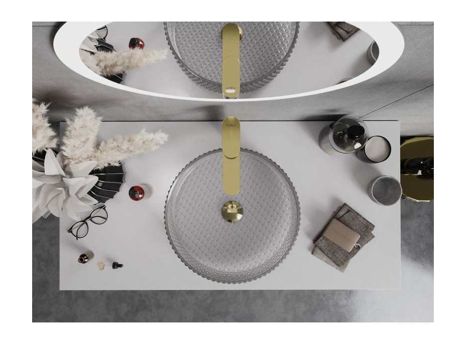 Skleněné umyvadlo MEXEN AURA - křišťálový vzor - šedé, 24013966