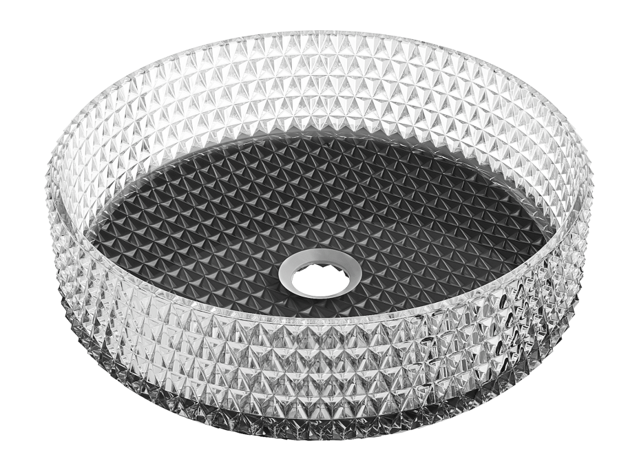 Skleněné umyvadlo MEXEN AURA - křišťálový vzor - čiré/černé, 24013971