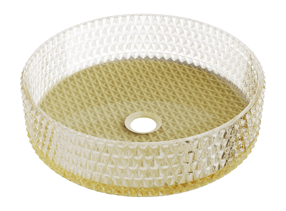 Skleněné umyvadlo MEXEN AURA - křišťálový vzor - čiré/zlaté, 24013951