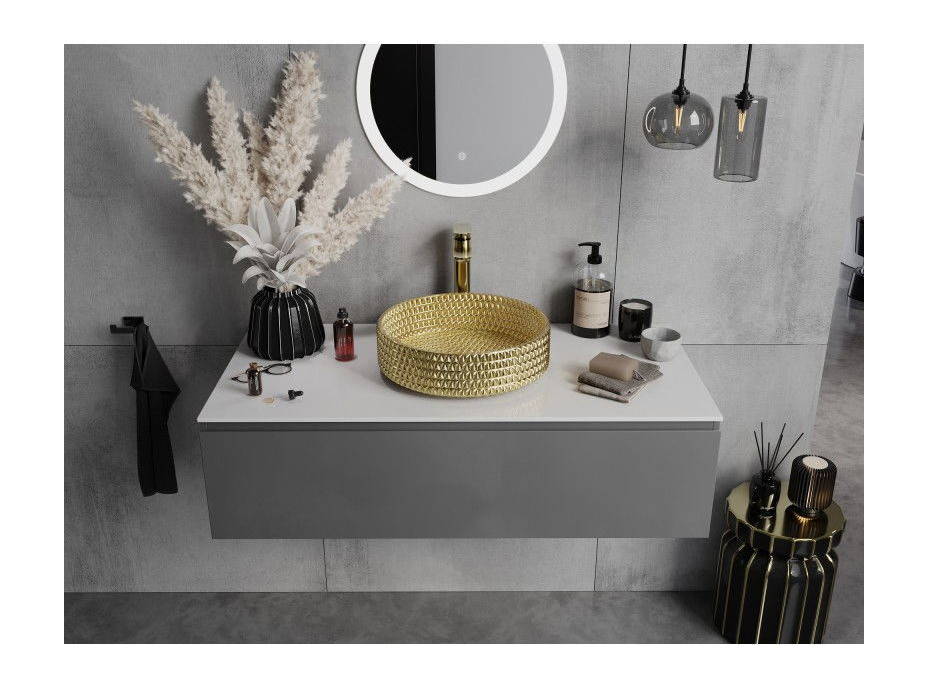 Skleněné umyvadlo MEXEN AURA - křišťálový vzor - zlaté, 24013952