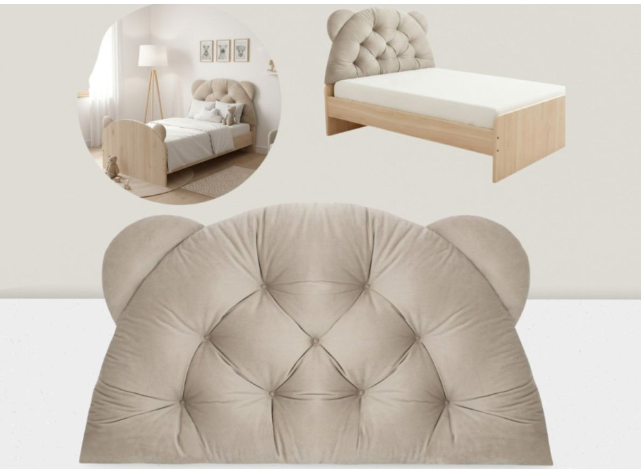 Čalouněná opěrka hlavy BEAR Velvet 95x55 cm - šedá