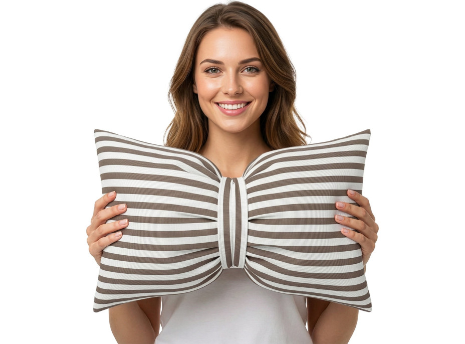 Dekorační polštář GLAM 30x50 cm - bílé/béžové pruhy