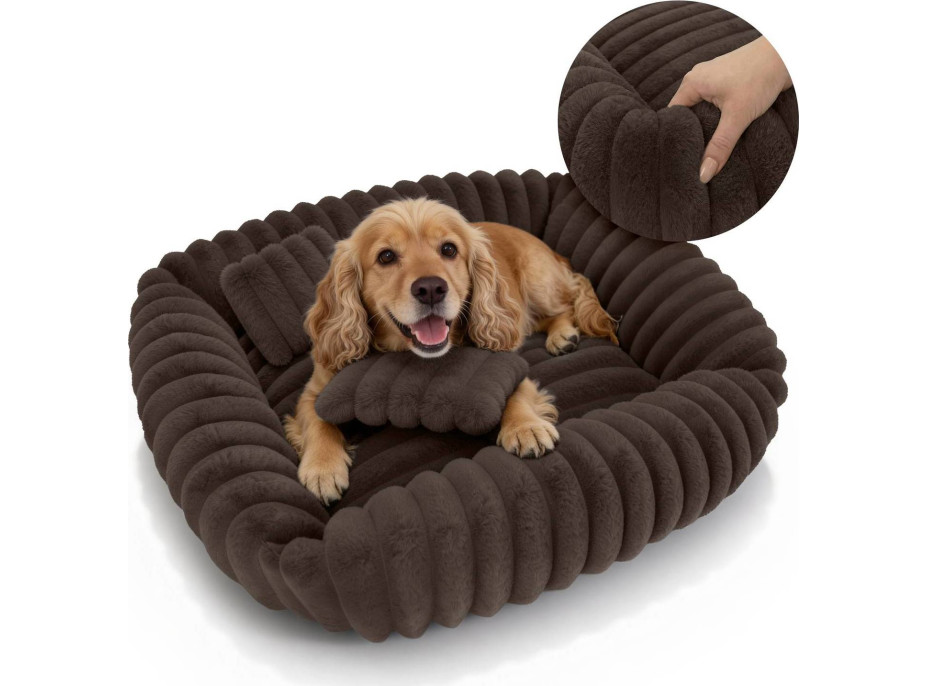 Pelíšek pro psy TOLA 70x80 cm - hnědý