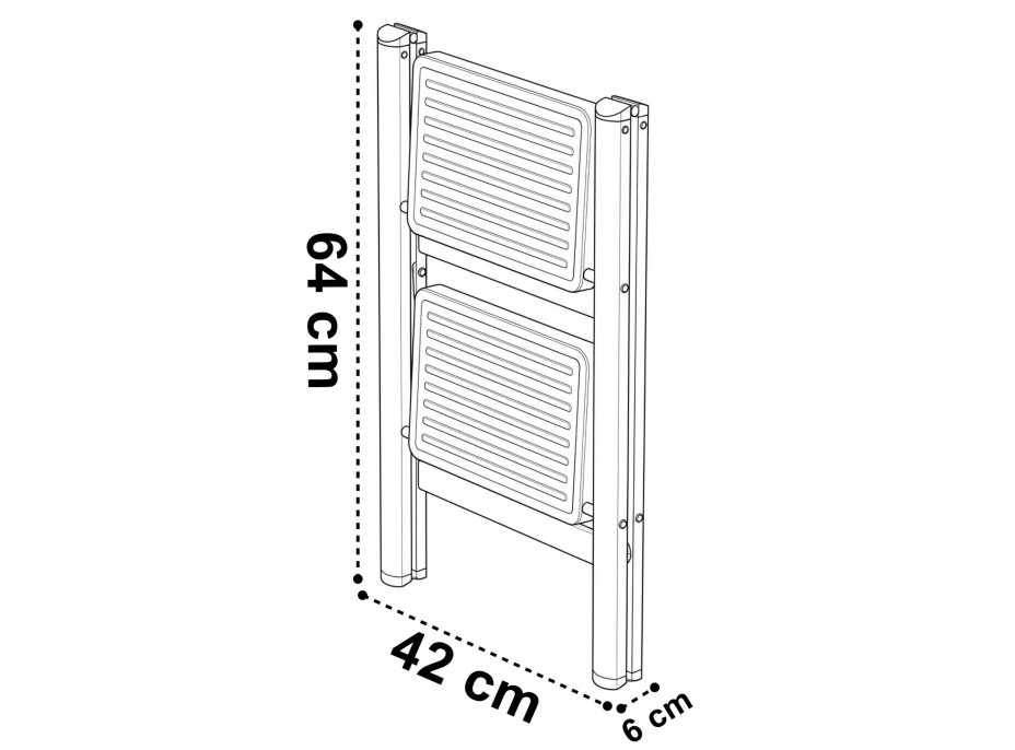Skládací kovové schůdky EASYSTEP černé - 2stupňové