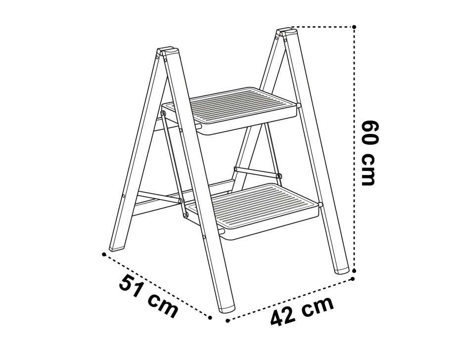 Skládací kovové schůdky EASYSTEP černé - 2stupňové