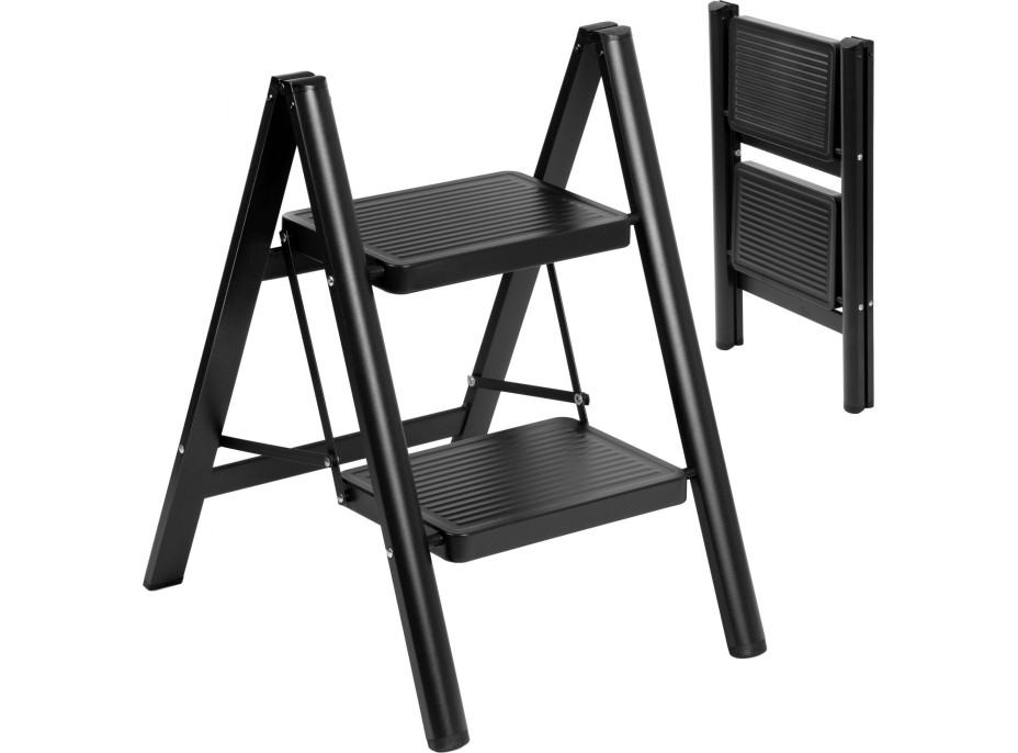 Skládací kovové schůdky EASYSTEP černé - 2stupňové