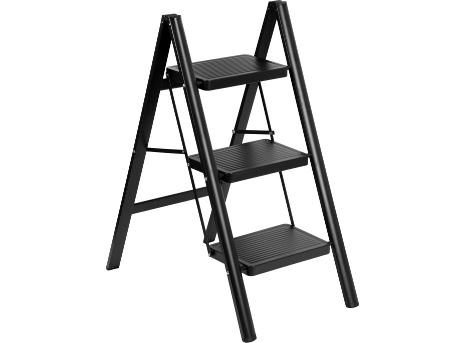 Skládací kovové schůdky EASYSTEP černé - 3stupňové
