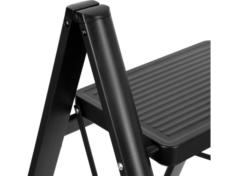 Skládací kovové schůdky EASYSTEP černé - 3stupňové